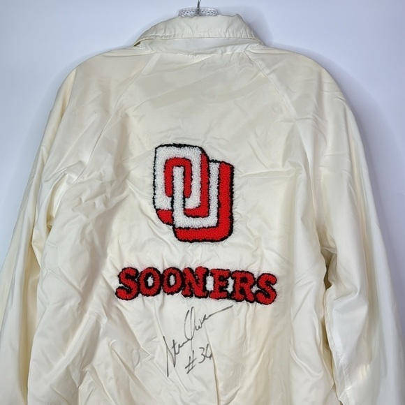Vintage Oklahoma Sooners Steve Owens Signed White Jacket Size Large - Picture 5 of 10